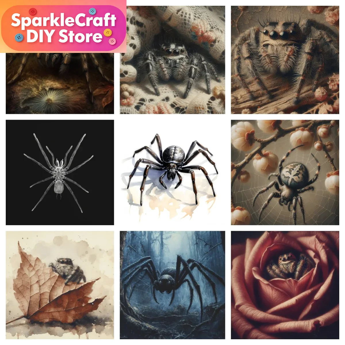 Embroidery Simple - 1pc frameless Black Widow Spider DIY