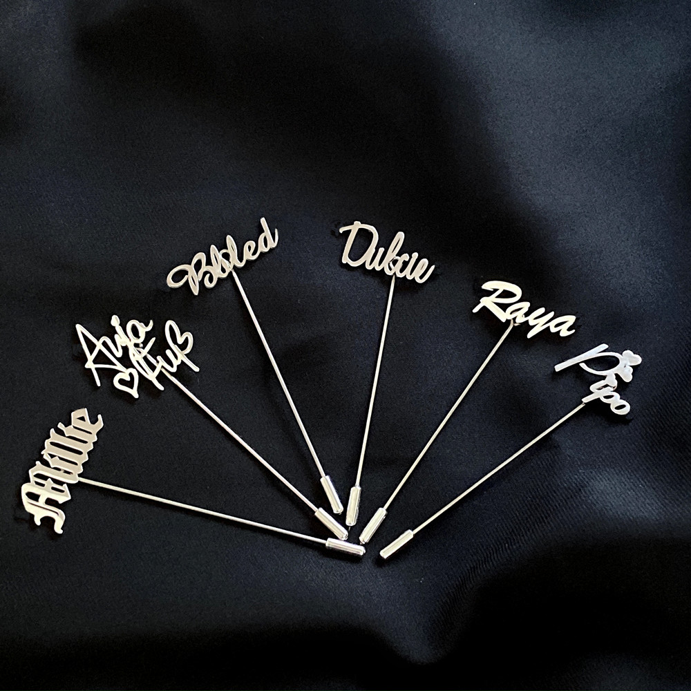 Embroidery Initials - Personalized Men Lapel Pin Custom Name