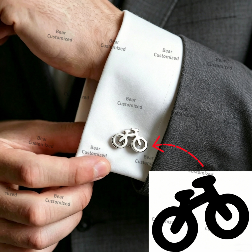 Embroidery Initials - Men Custom Logo Tie Clip Cufflinks