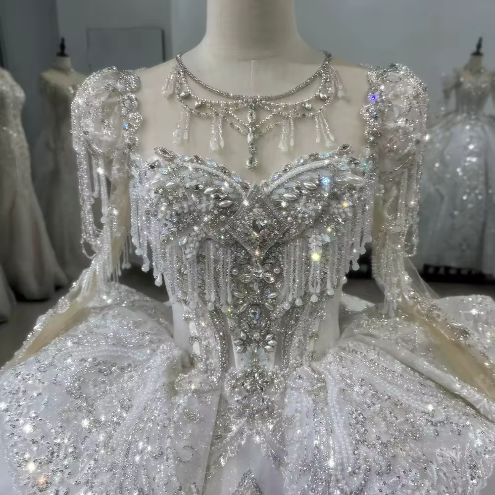 Embroidery Organza - Wedding Dress Long Sleeve Sweetheart Lace