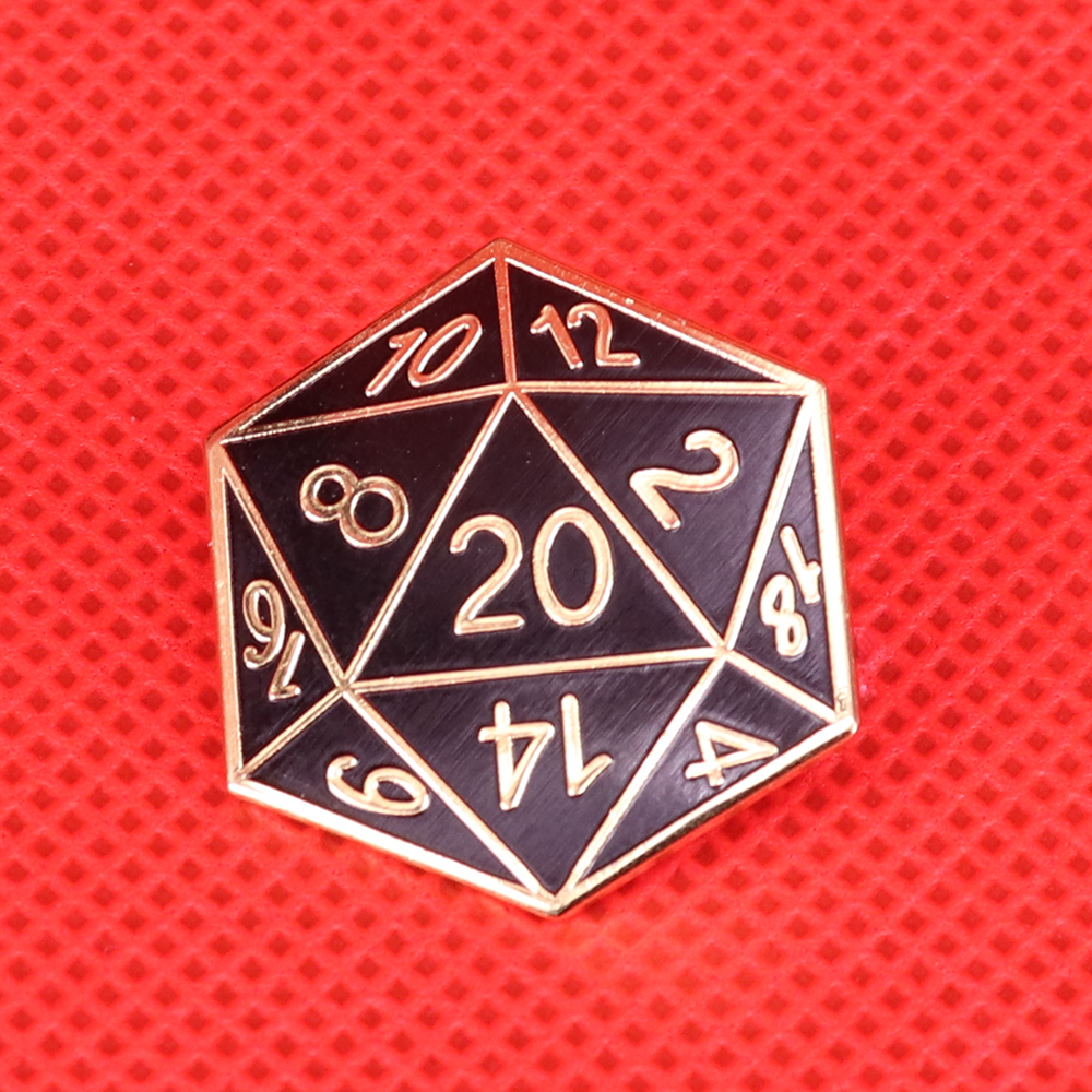 Embroidery Initials - Twenty-sided Die enamel pin D20 RPG