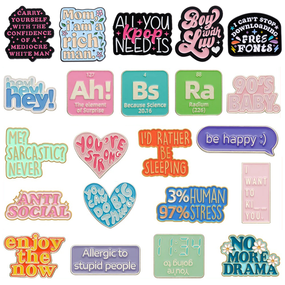 Embroidery Initials - Hello Letter Enamel Brooch Anxiety Problem