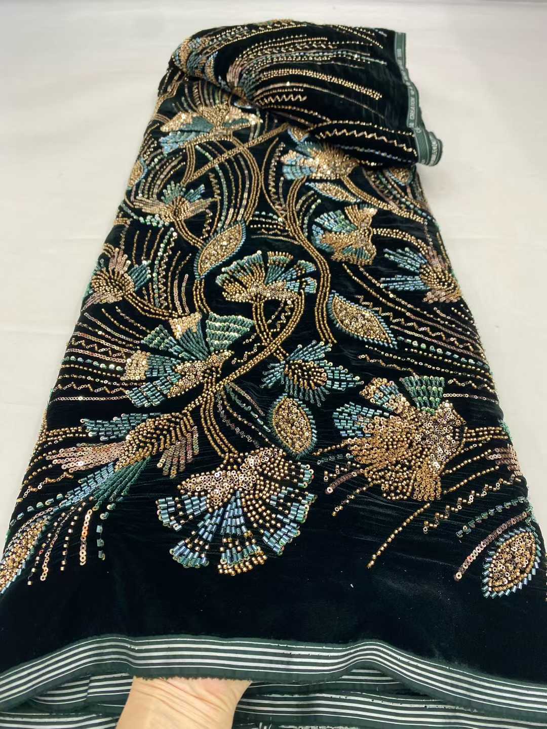 Velvet Fabric Embroidery - Luxury African Velvet Lace Fabric With
