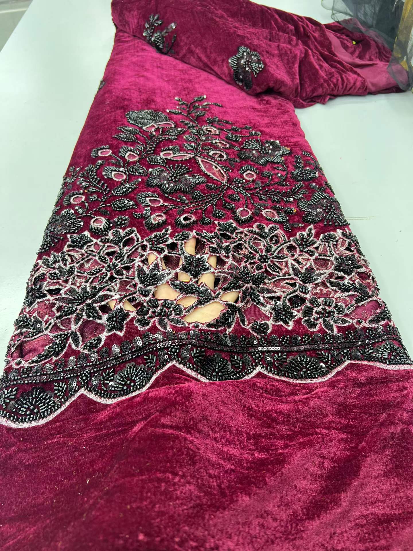 Velvet Fabric Embroidery - 2026 African Nigerian Velvet Lace Fabric