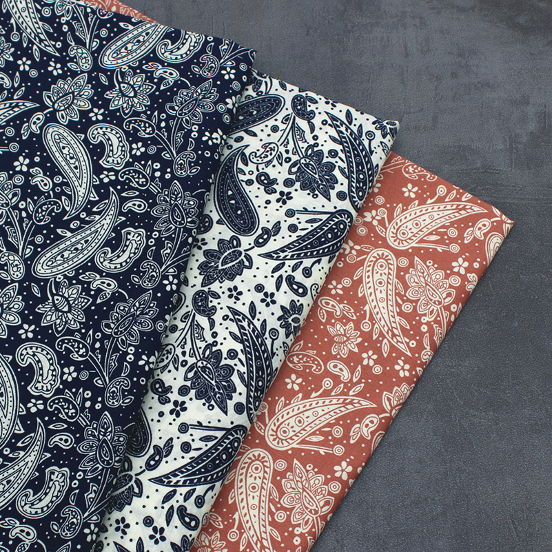 Embroidery Pashmina - Paisley Fabric Ethnic Cotton Poplin Printed