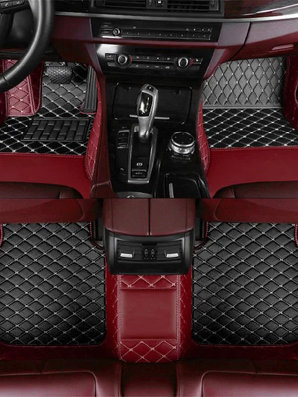 Embroidery Red - Car Floor Mats Leather Embroidery for
