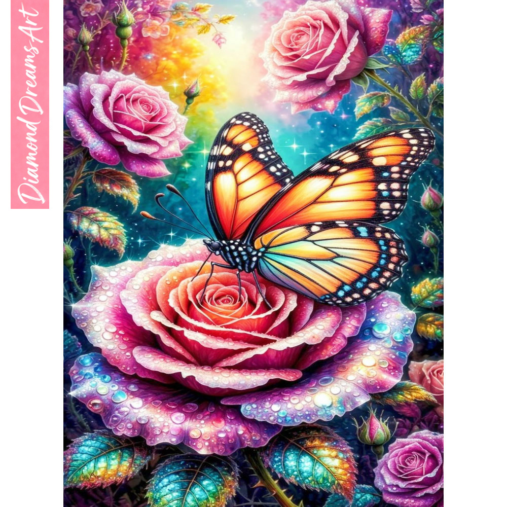 Embroidery Roses - Butterfly Diamond Mosaic 5D DIY Animal