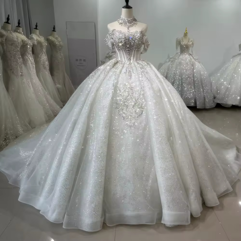 Embroidery Organza - Civil Wedding Dress Sleeveless Off Shoulder