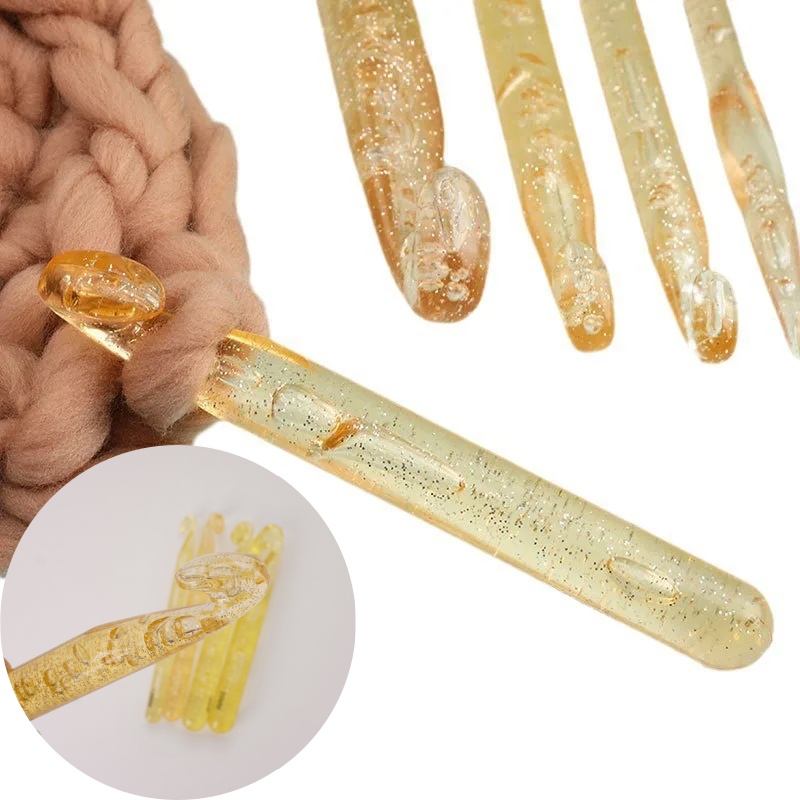 Embroidery Service - Large Transparent Yellow Crystal Crochet Hooks
