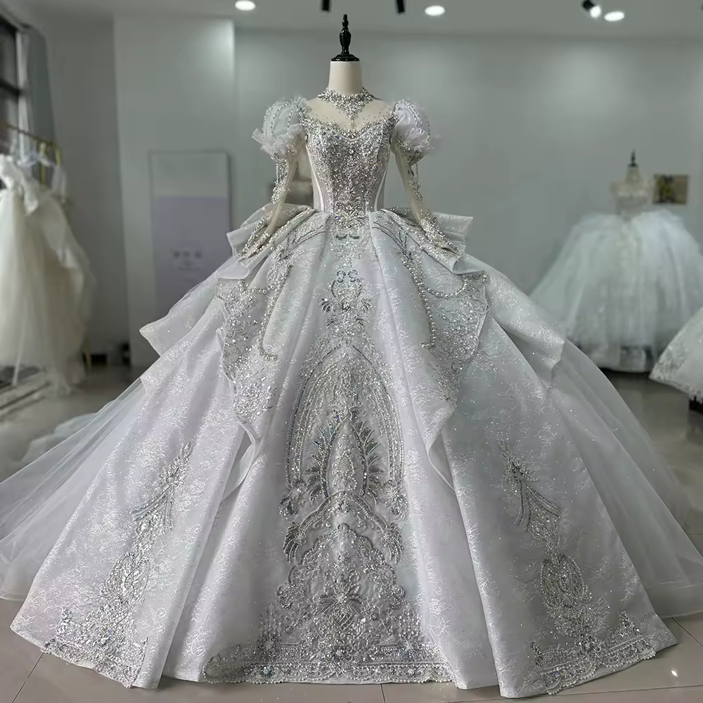 Hochzeitskleid Damen Long Slee – обзор и цена Embroidery Organza