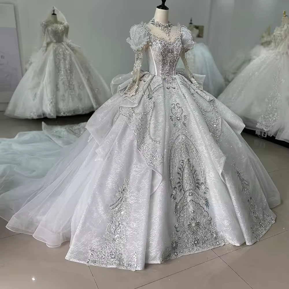 Hochzeitskleid Damen Long Slee – обзор и цена Embroidery Organza