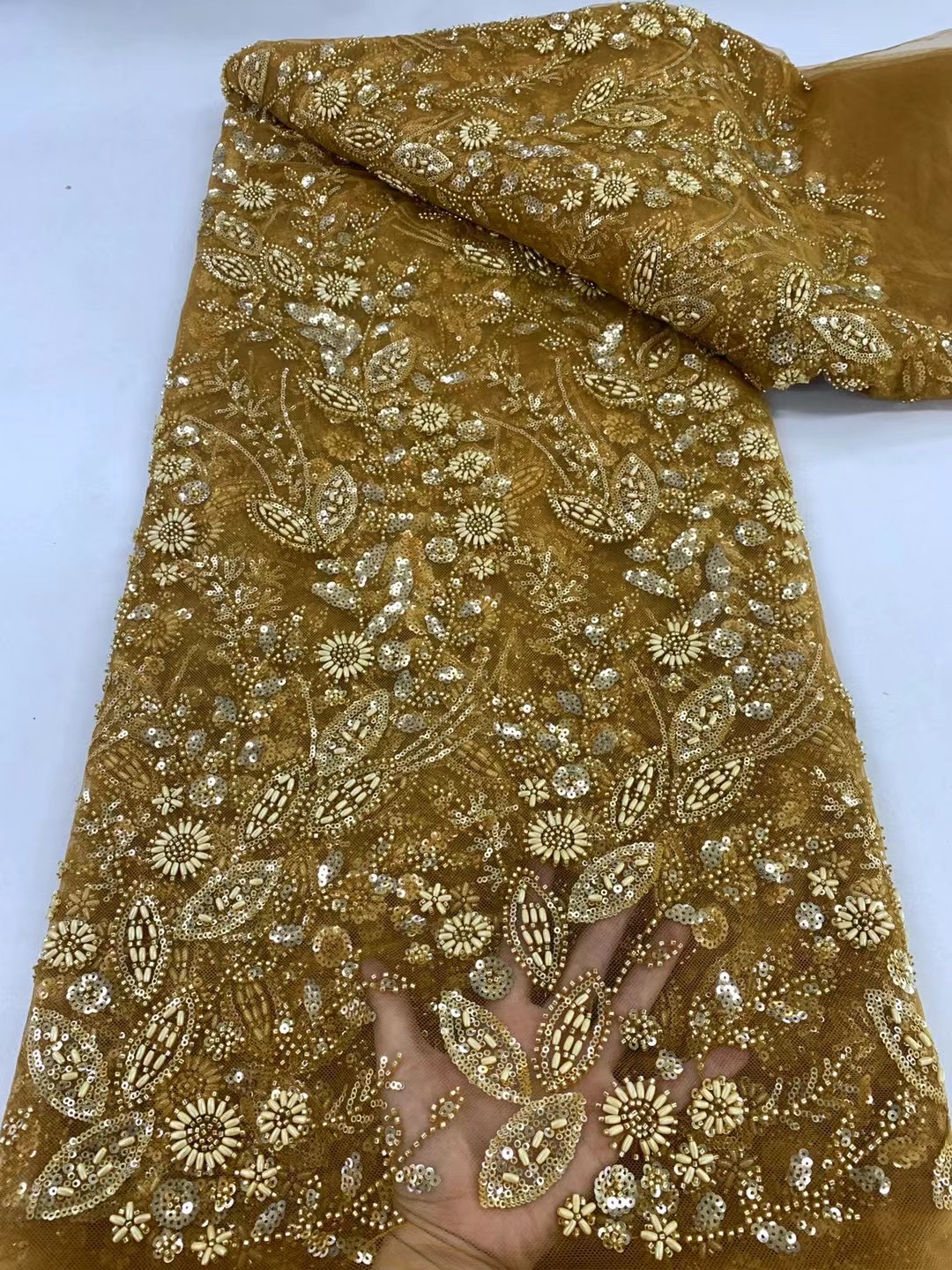 Gold French Beaded Lace Bride  – обзор и цена Embroidery Pashmina