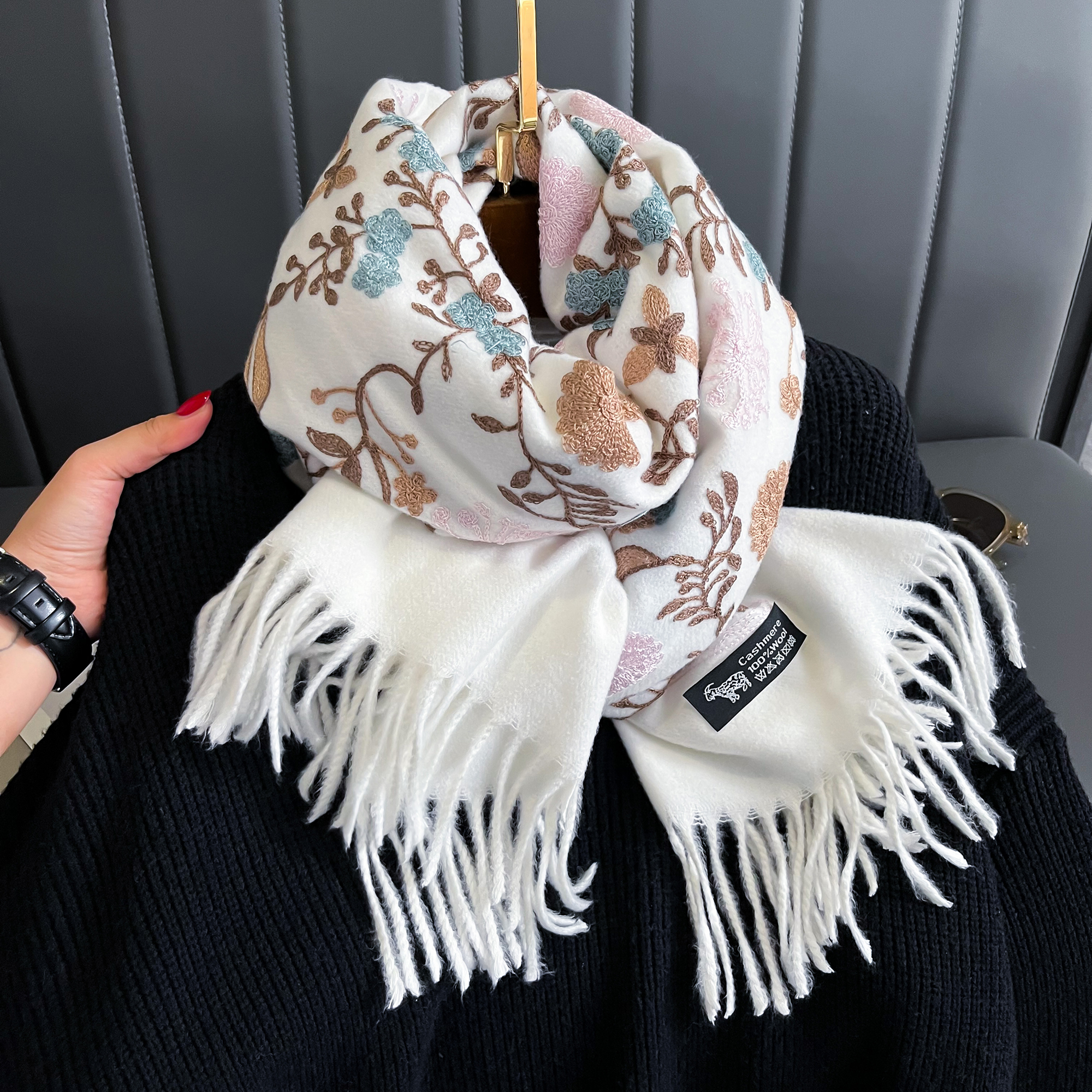 New Winter Warm Cashmere Scarf – обзор и цена Embroidery Pashmina