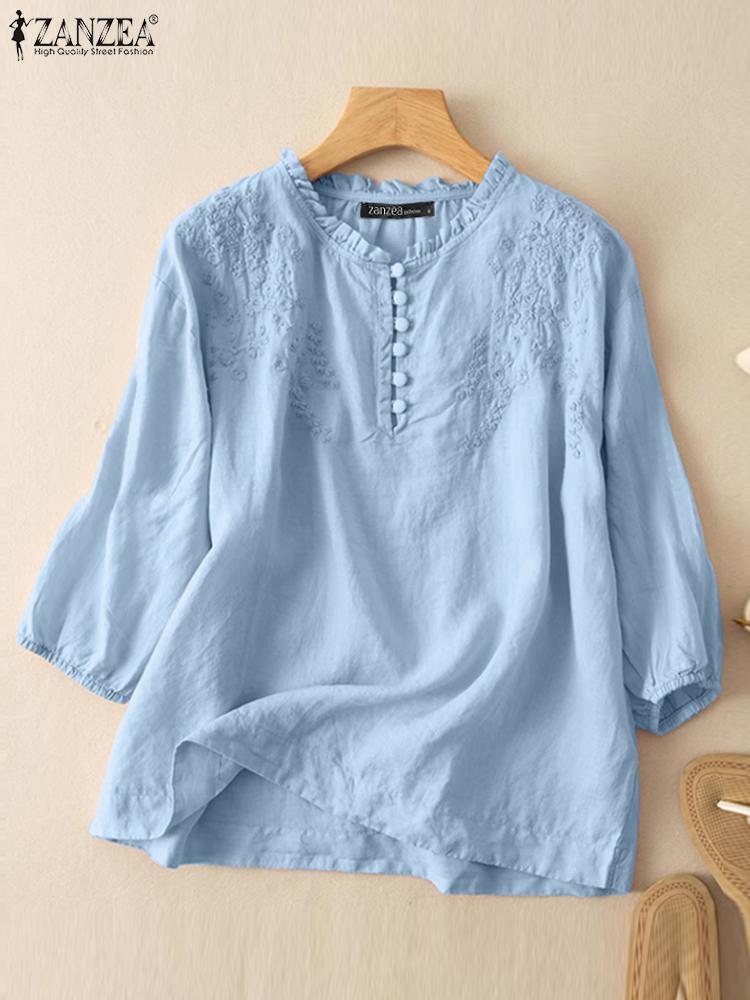ZANZEA Summer Vintage Shirts E – обзор и цена Embroidery Service