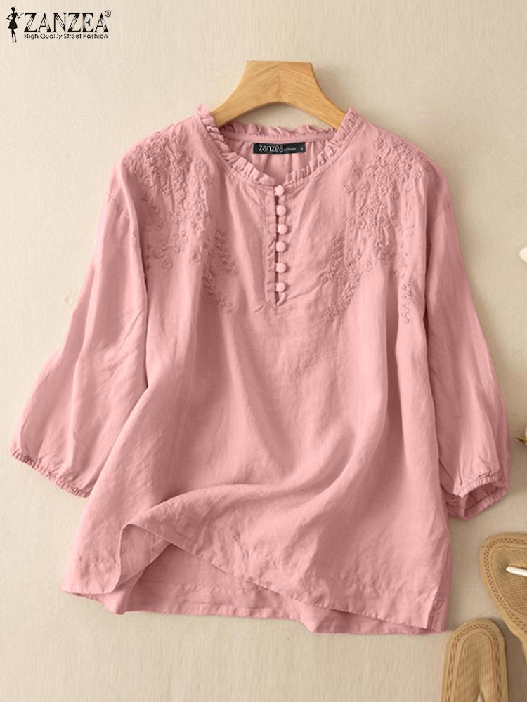ZANZEA Summer Vintage Shirts E – обзор и цена Embroidery Service