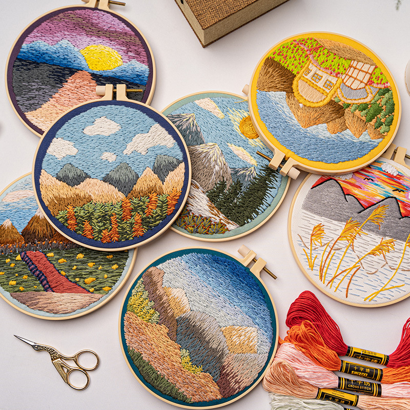 DIY Landscape Embroidery Set N – обзор и цена Embroidery Pashmina
