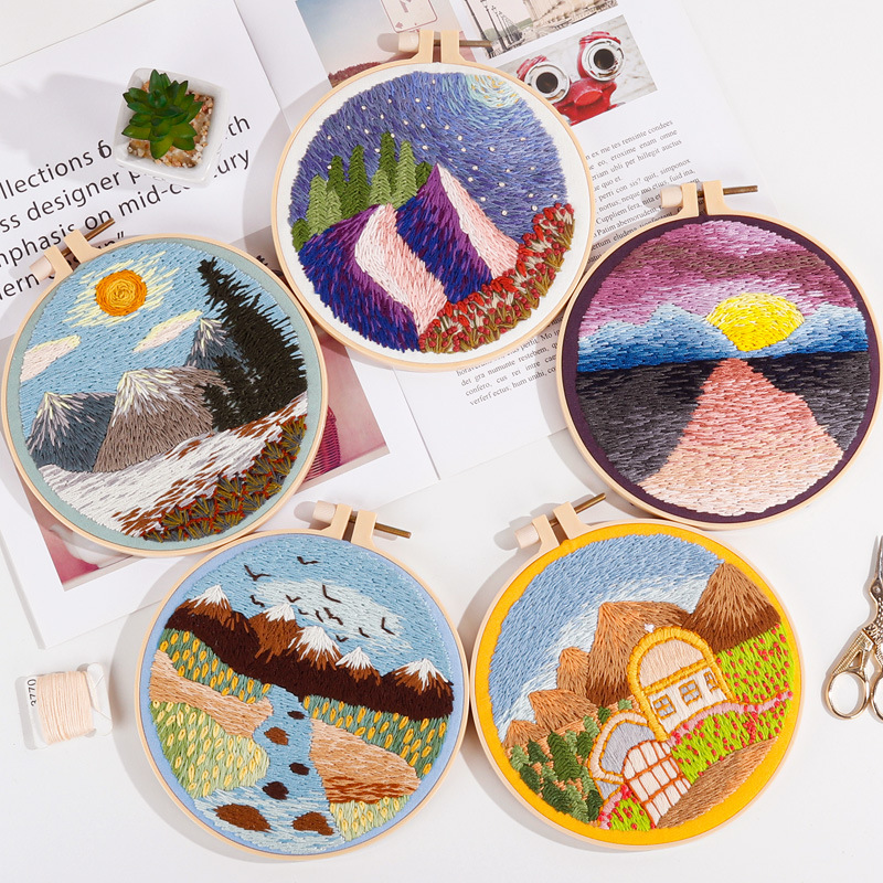 DIY Landscape Embroidery Set N – обзор и цена Embroidery Pashmina