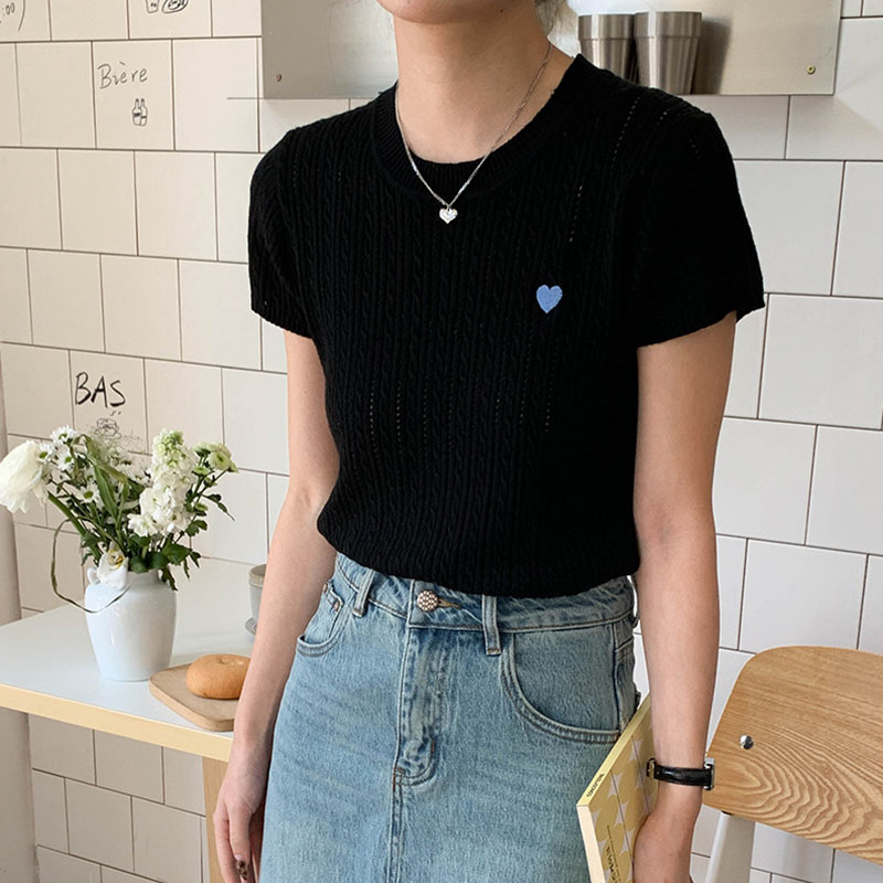 Women T-shirt Round Neck Short – обзор и цена Embroidery Design Love