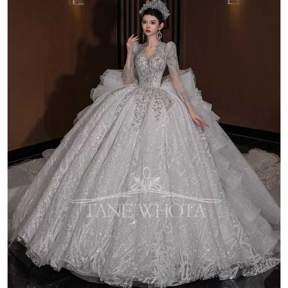 Luxury V Neck Wedding Dress Lo – обзор и цена Embroidery Organza