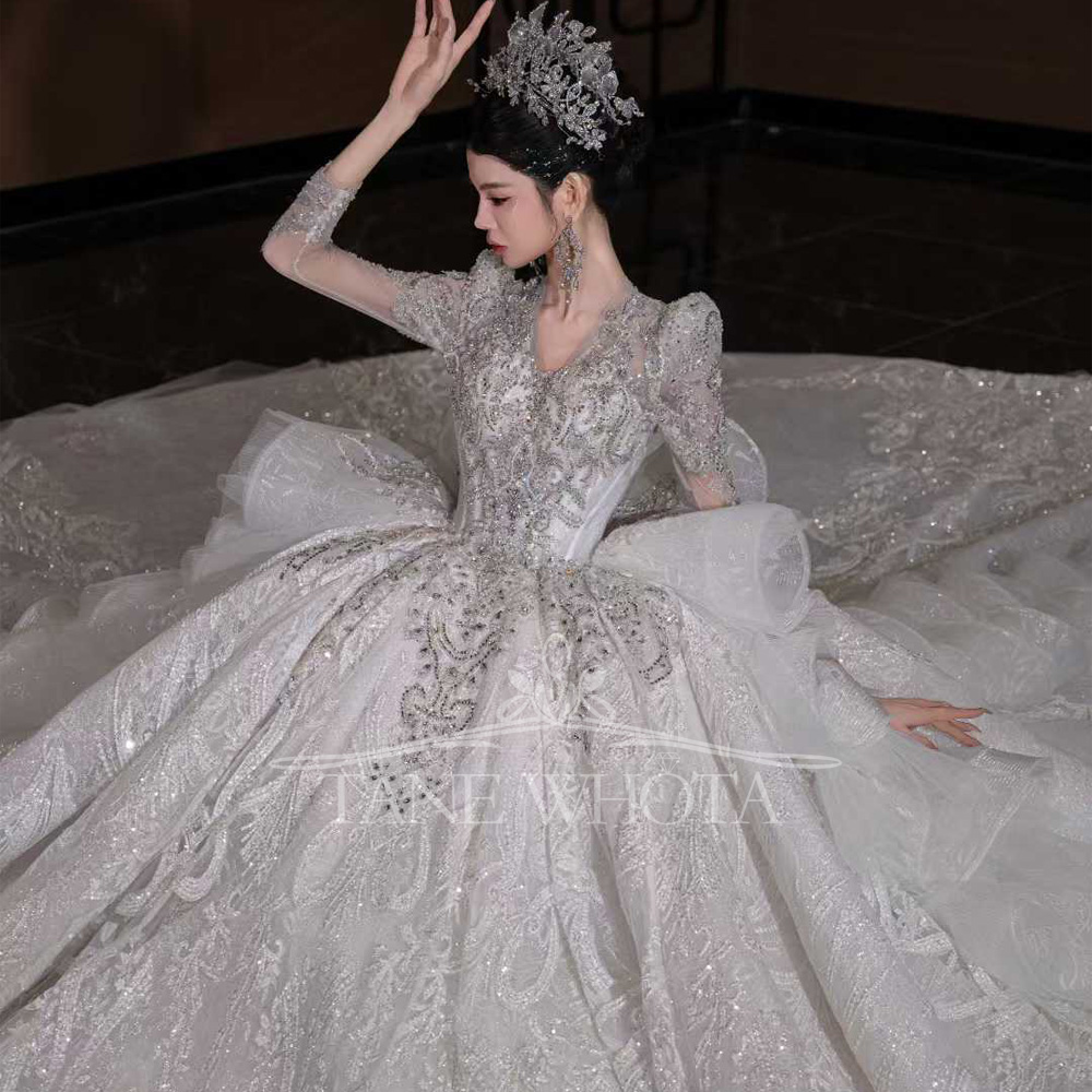 Luxury V Neck Wedding Dress Lo – обзор и цена Embroidery Organza