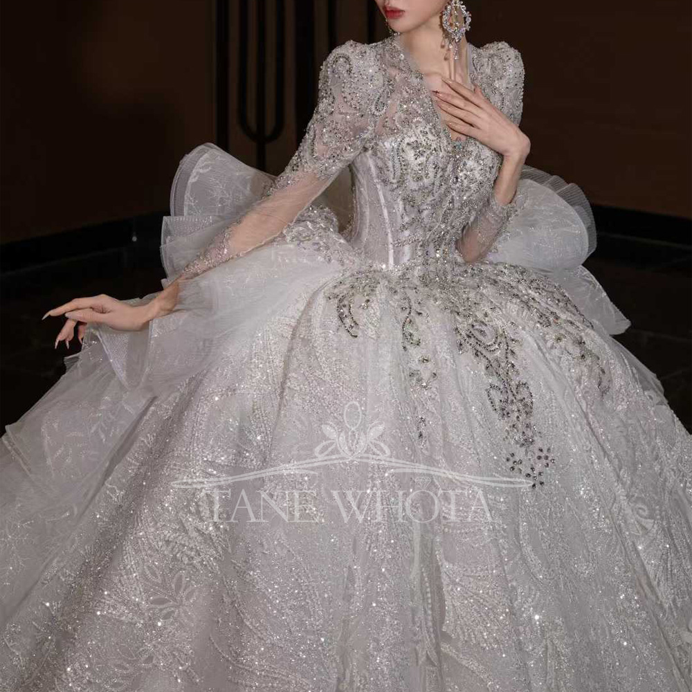 Luxury V Neck Wedding Dress Lo – обзор и цена Embroidery Organza