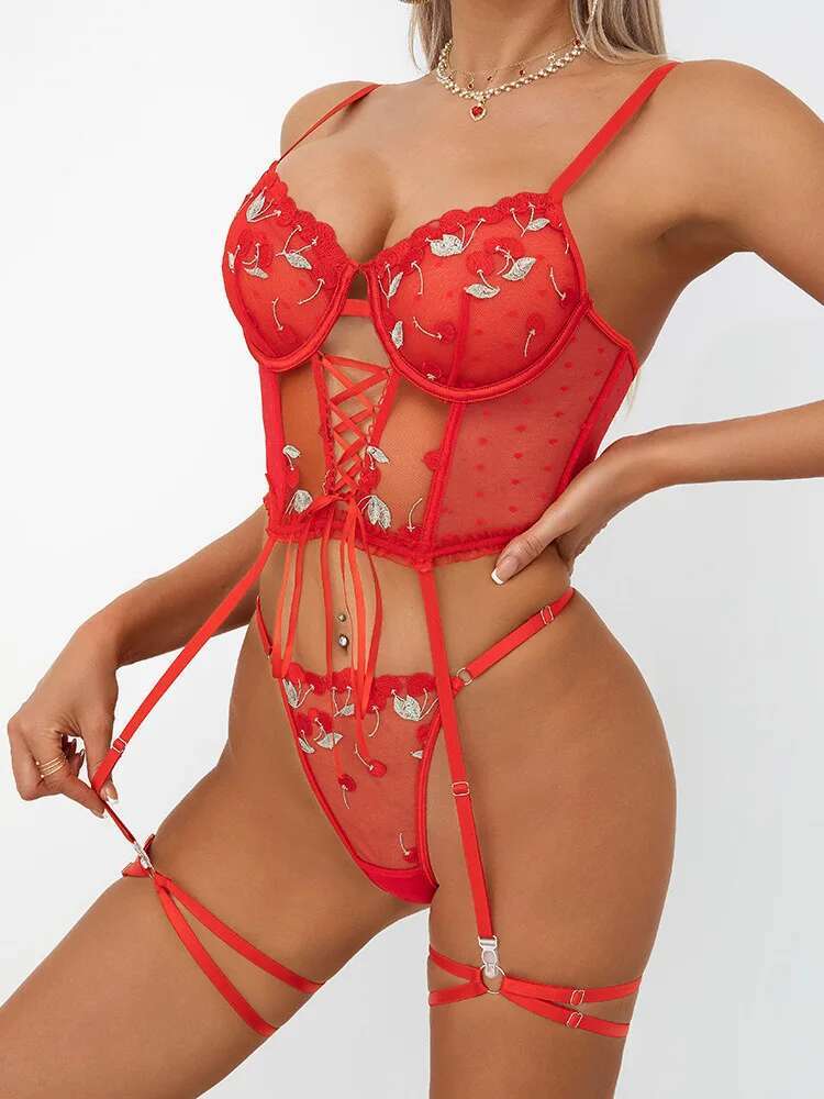 Sexy Solid Color Flower Embroi – обзор и цена Embroidery Red