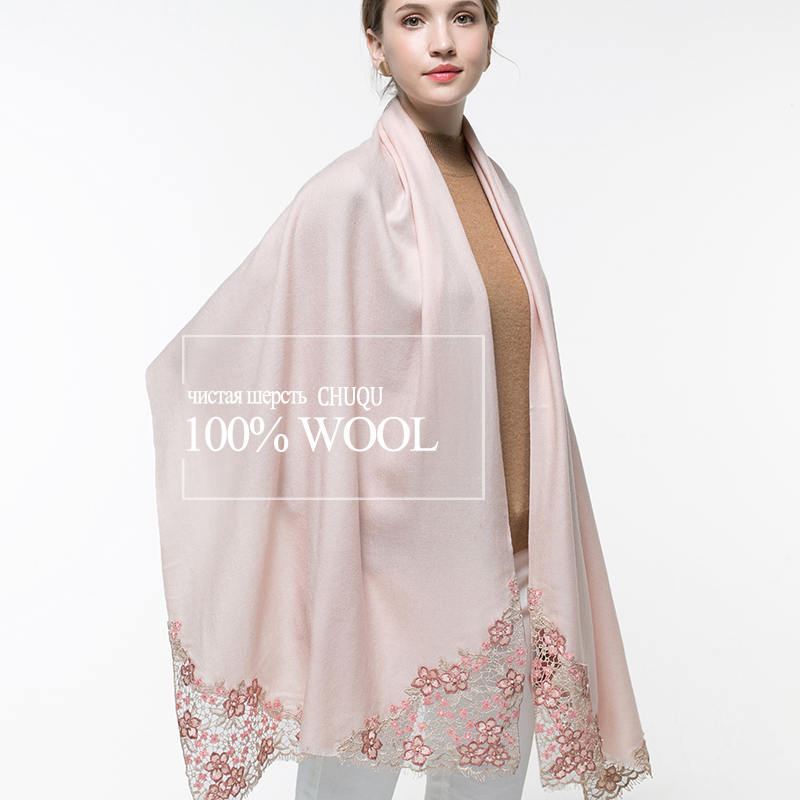 100% Real Wool Pink Scarf Wome – обзор и цена Embroidery Pashmina