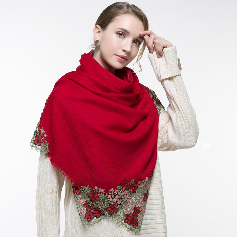 100% Real Wool Pink Scarf Wome – обзор и цена Embroidery Pashmina