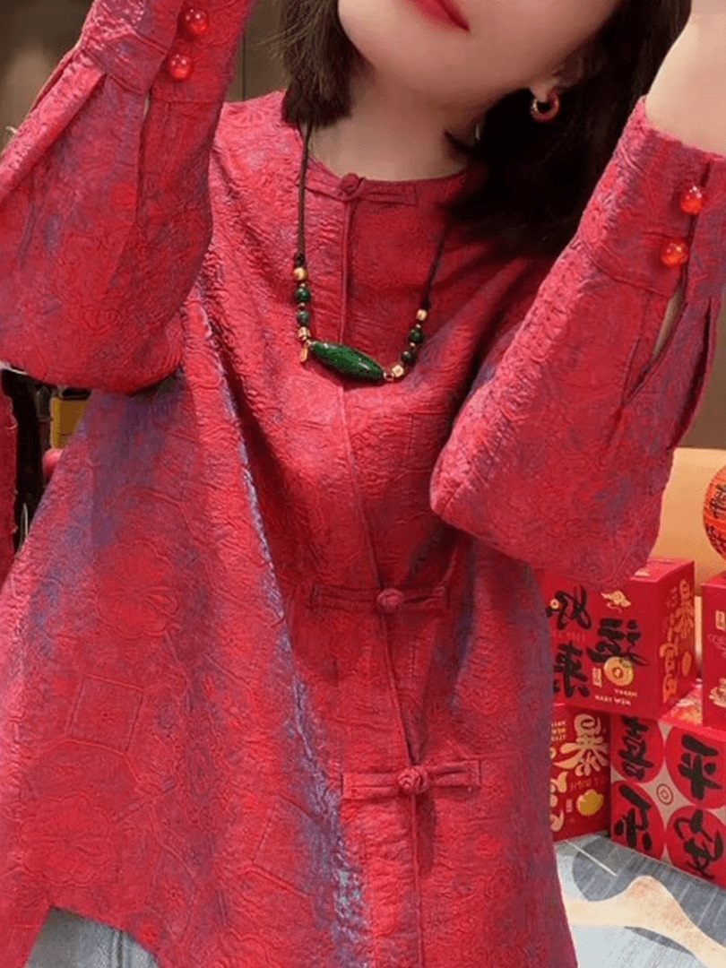 Red Floral Embroidery Long Sle – обзор и цена Embroidery Red