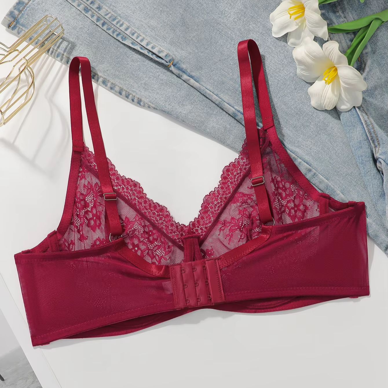 Women Plus Size Red Lace Sheer – обзор и цена Embroidery Red