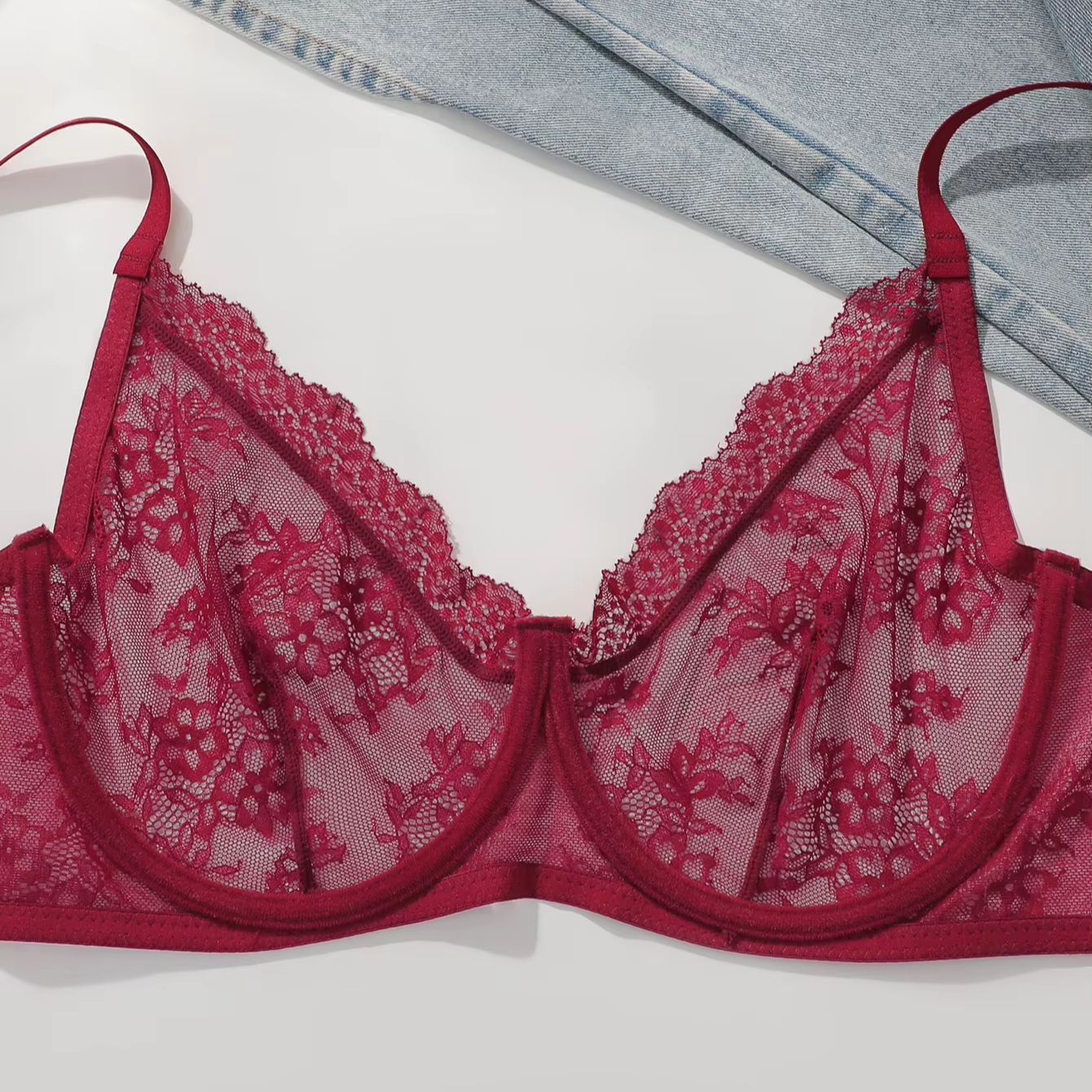 Women Plus Size Red Lace Sheer – обзор и цена Embroidery Red