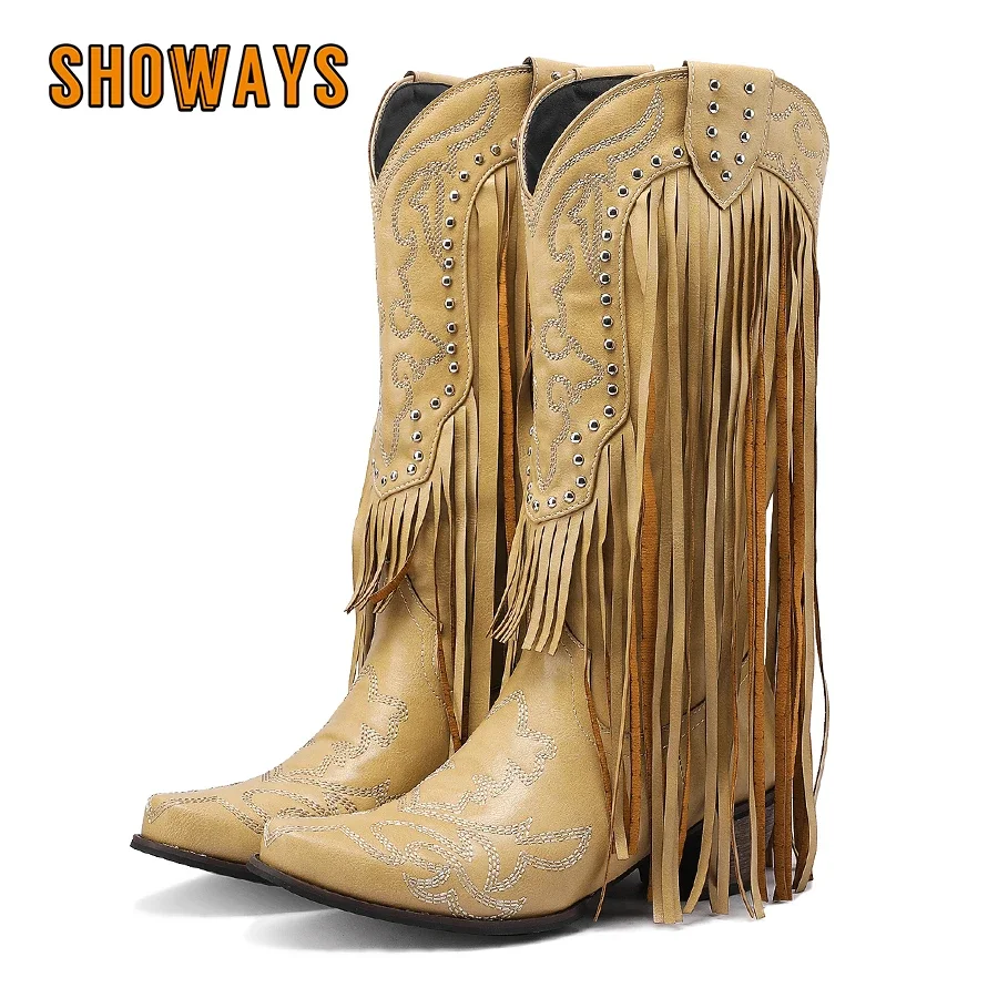 Fringe Rivet Western Women Mid – обзор и цена Embroidery Red