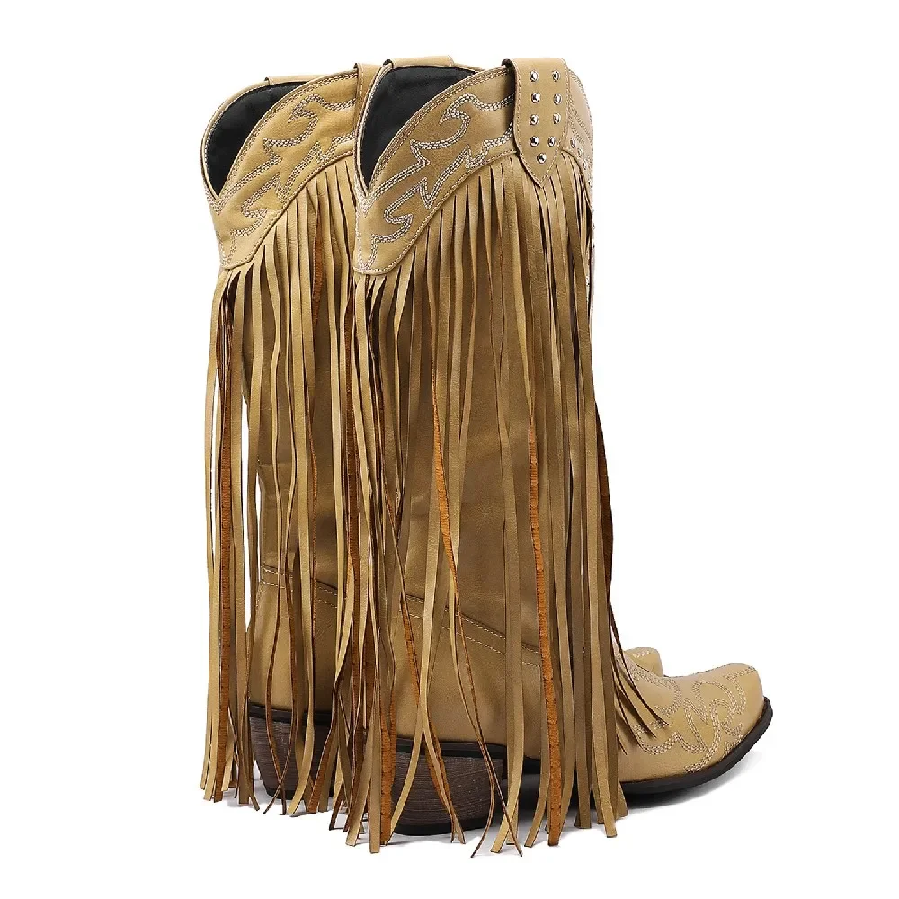 Fringe Rivet Western Women Mid – обзор и цена Embroidery Red