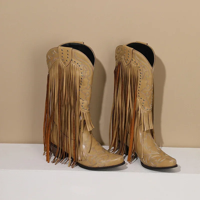 Fringe Rivet Western Women Mid – обзор и цена Embroidery Red