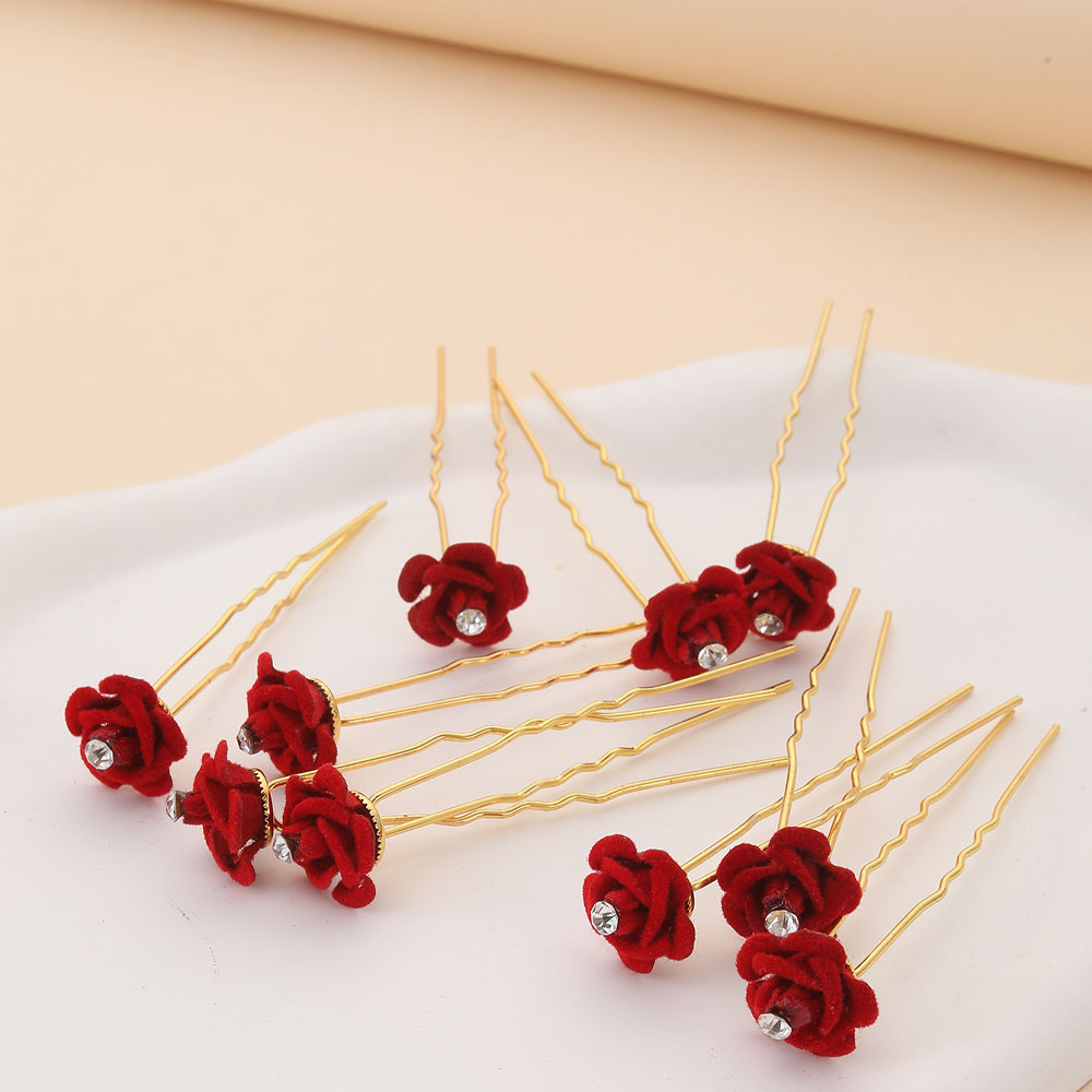 10Pcs Rose Hair Accessories We – обзор и цена Embroidery Red