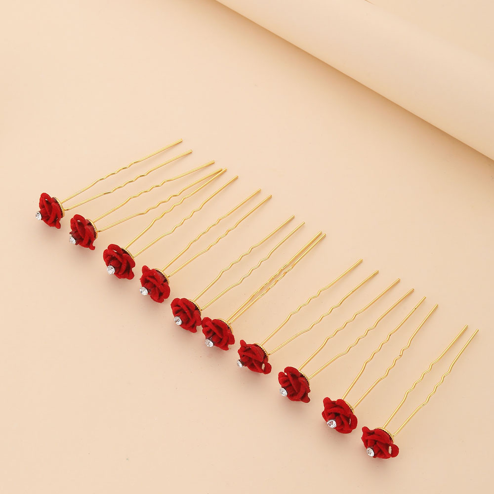 10Pcs Rose Hair Accessories We – обзор и цена Embroidery Red