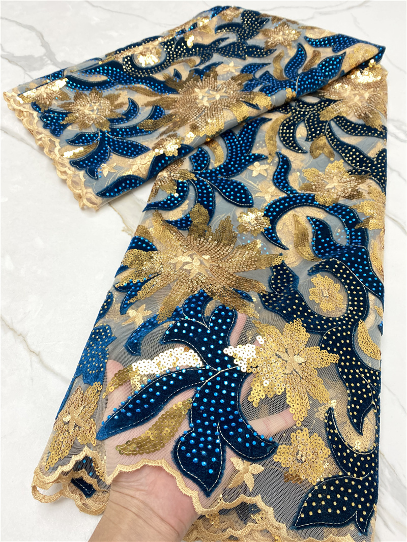 PGC Blue African Velvet Lace F – обзор и цена Velvet Fabric Embroidery