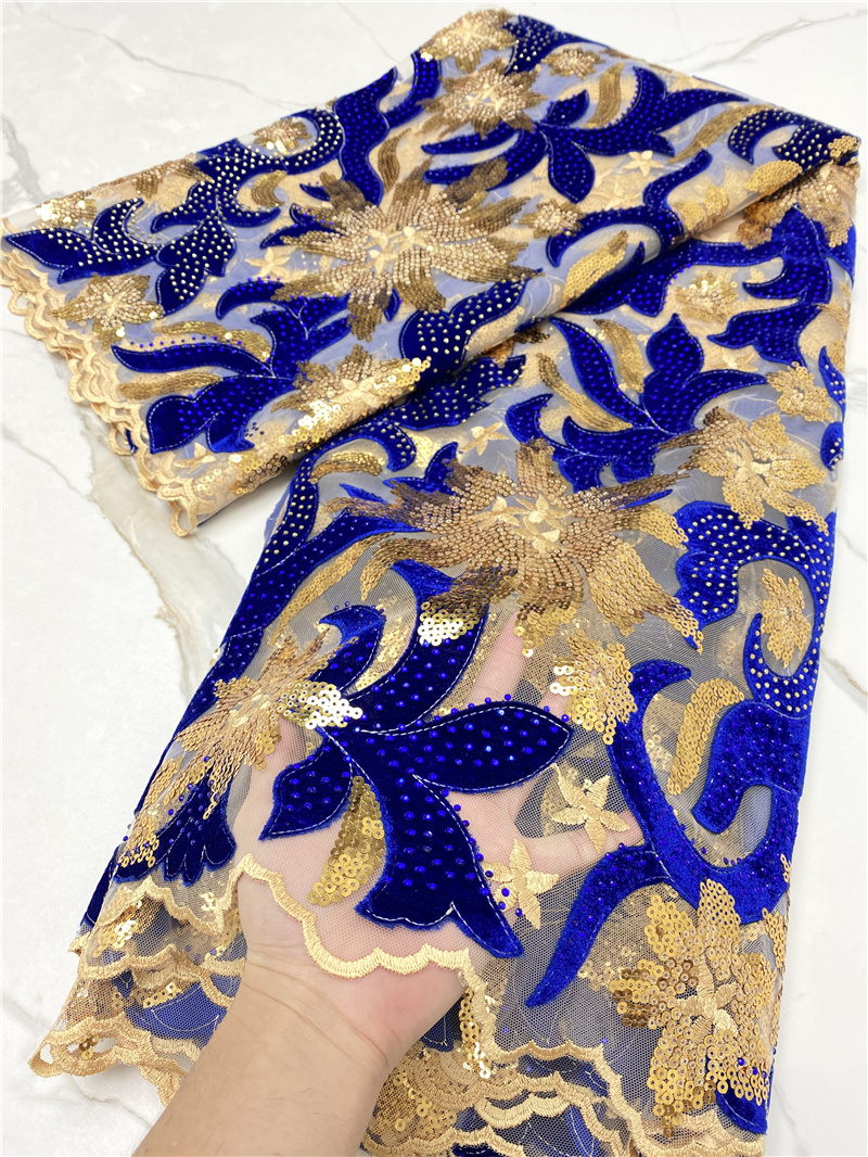 PGC Blue African Velvet Lace F – обзор и цена Velvet Fabric Embroidery