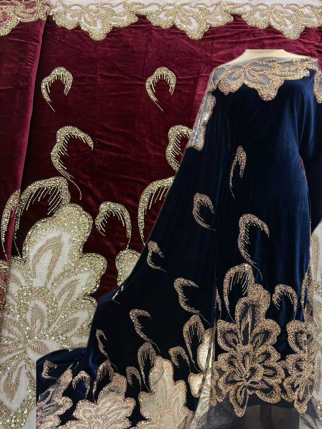 African Velvet Beaded Heavy La – обзор и цена Velvet Fabric Embroidery