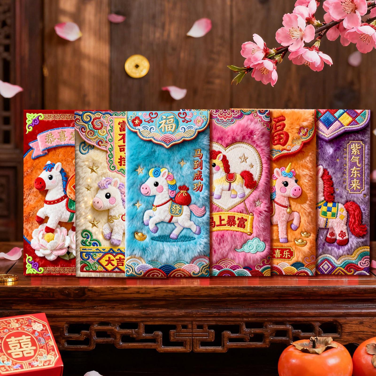 2026 Chinese Red Envelope 6pcs – обзор и цена Embroidery Red
