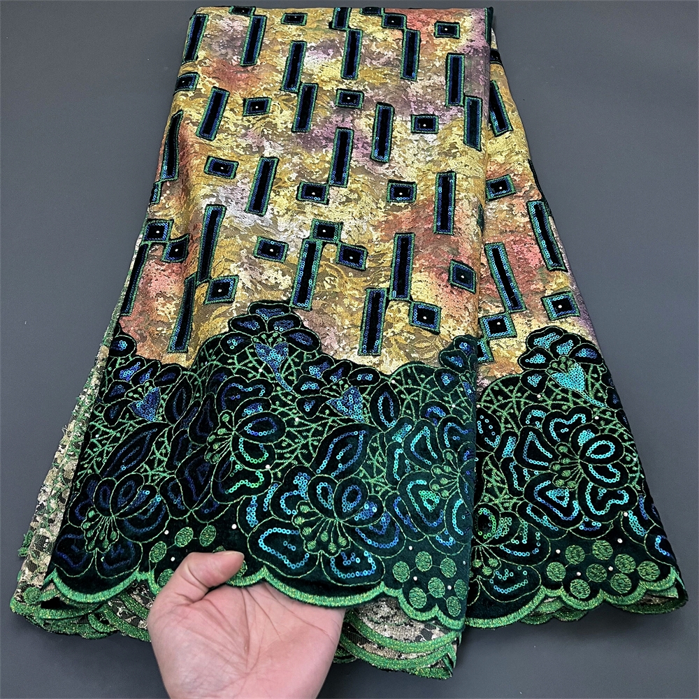 African Nigerian Tulle Lace Fa – обзор и цена Velvet Fabric Embroidery