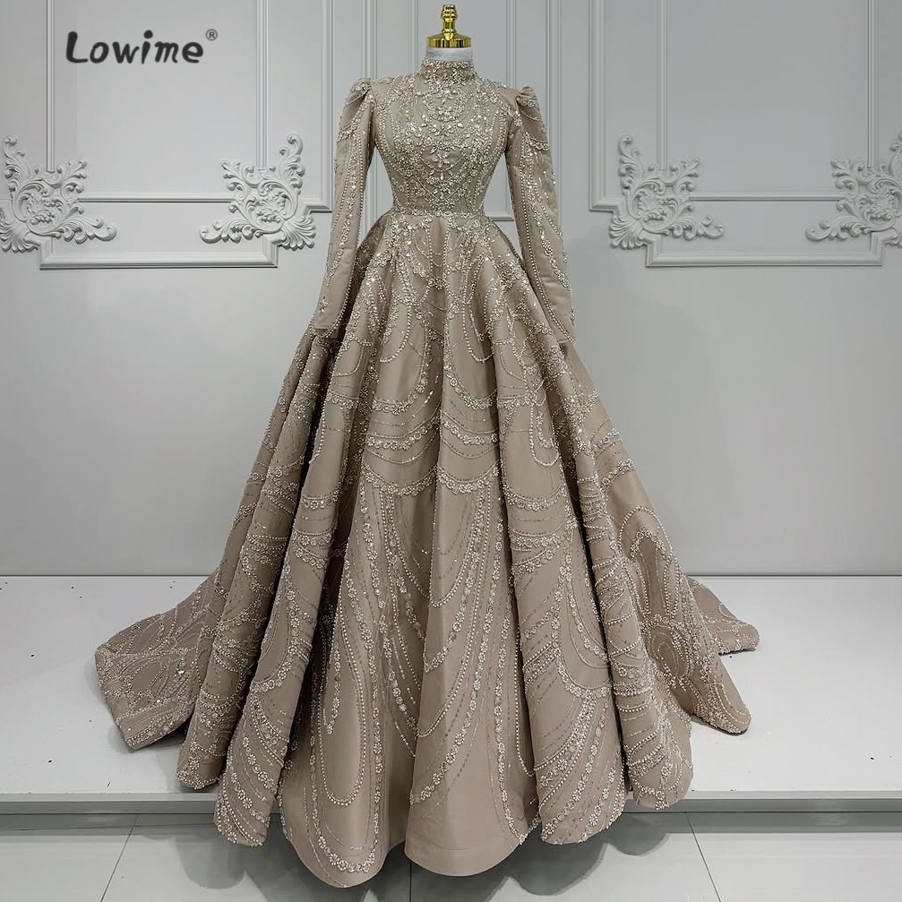 Retro Light Brown Muslim Eveni – обзор и цена Embroidery Organza