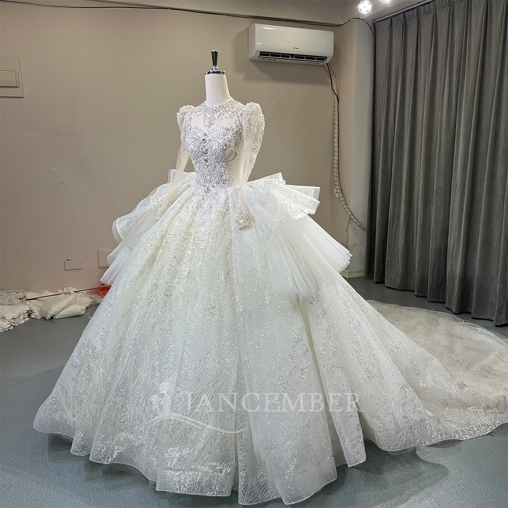 High Neck Chic Wedding Dress C – обзор и цена Embroidery Organza