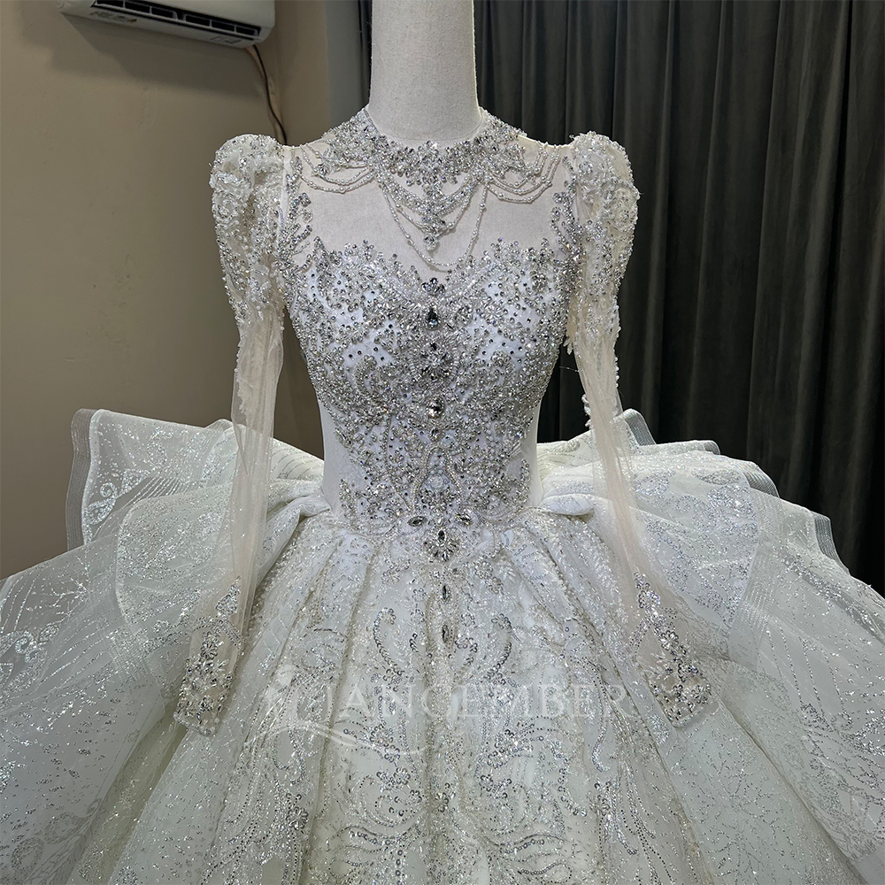 High Neck Chic Wedding Dress C – обзор и цена Embroidery Organza