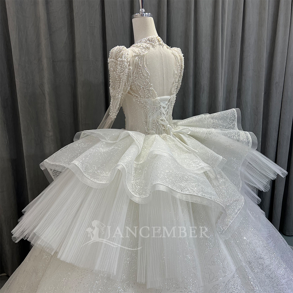 High Neck Chic Wedding Dress C – обзор и цена Embroidery Organza