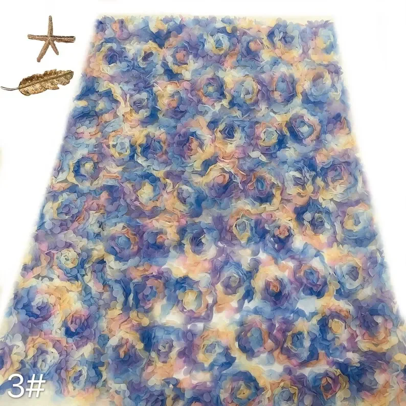 3d chiffon rose flower lace fa – обзор и цена Embroidery Roses